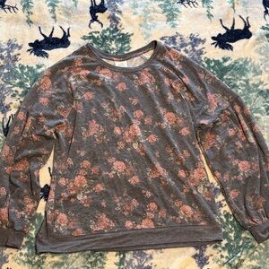 Knox Rose Gray and Pink Floral Top